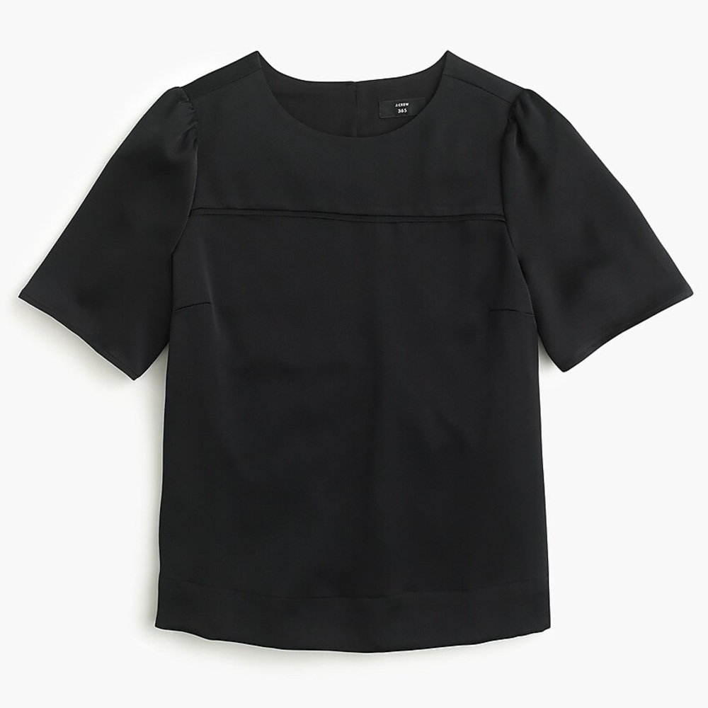 J CREW 360 Hammered Satin Black Top Sz 0 NWT
